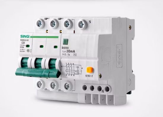 230/400V 50/60Hz 10ka 회로 잔류 전류 차단기 운영자 RCBO